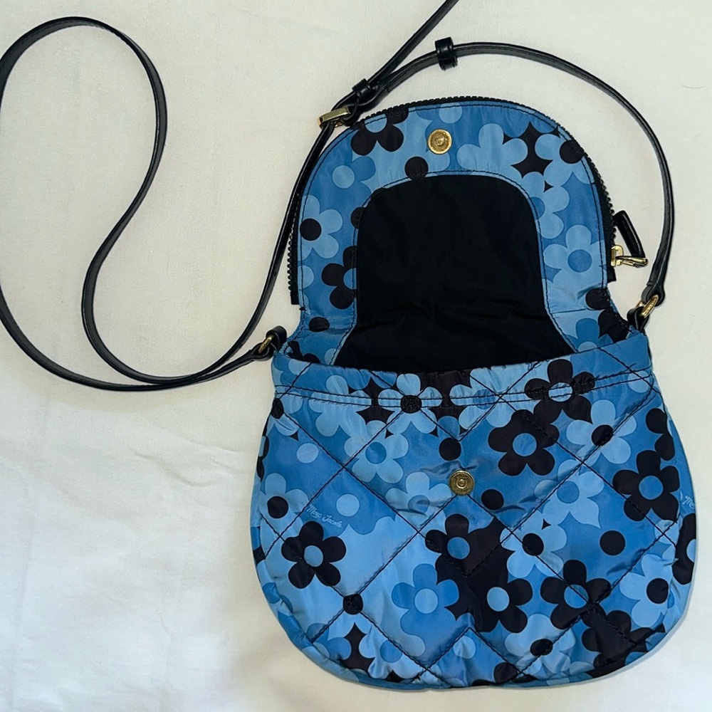 Marc Jacobs Blue and Black Quilted Nylon Crossbody Floral Messenger Bag - Picture 5 of 8